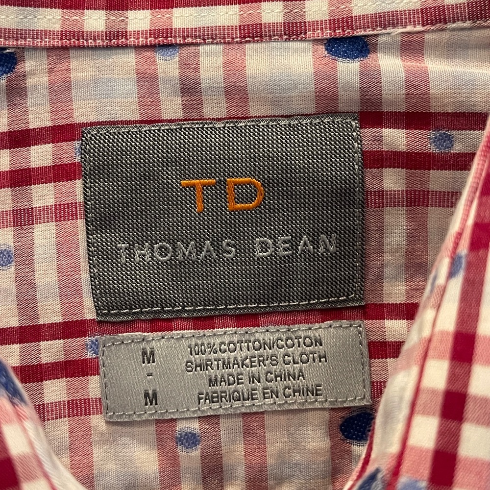 Thomas Dean Red and White Checkered Shirt